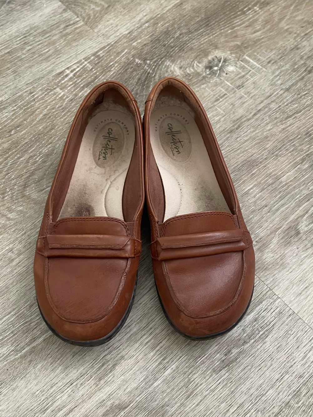 Clarks Women's Cognac Leather Penny Loafers